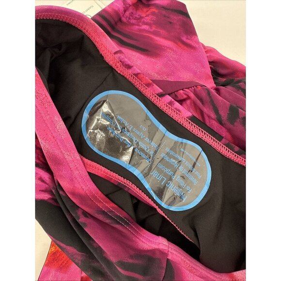 DKNY Womens Size Large Tie Back Halter Style One Piece Swimsuit Pink Black New - Picture 7 of 7